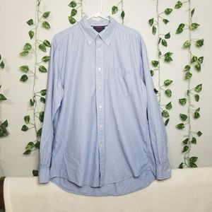 Tommy Hilfiger Mens Blue Button Down Front Pocket Collared Long Sleeve S…